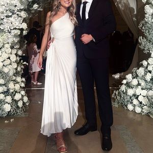 Beige One Shoulder Dress